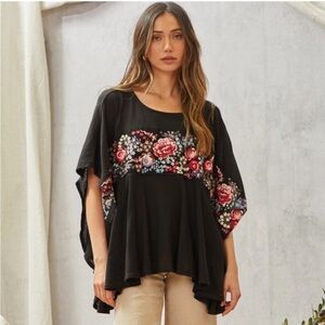 Savanna Jane Black Floral Women's Blouse